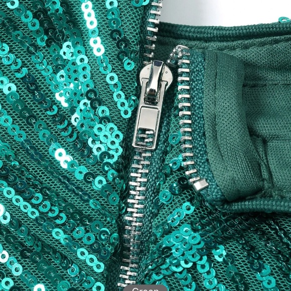 LOVE&LEMONADE Mermaid Hem Sequin Formal Dress/Gown in Green size S - Picture 4 of 7